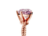 Rose gold Fancy Pink Heart  Solitaire Twisted Band with Bead Prong Setting_324