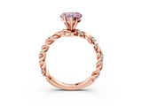 Rose gold Fancy Pink Heart  Solitaire Twisted Band with Pavé Accents and Four-Prong Setting_6
