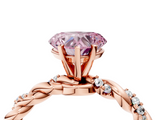 Rose gold Fancy Pink Heart  Solitaire Twisted Band with Pavé Accents and Four-Prong Setting_7