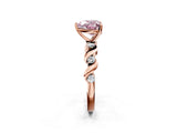 Rose gold Fancy Pink Heart  Solitaire Twisted Band with Prong Setting 3