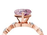 Rose gold Fancy Pink Heart  Solitaire Twisted Band with Prong Setting 5