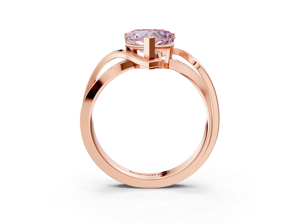 Rose gold Fancy Pink Heart  Solitaire Twisted Band with Prong Setting