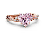 Rose gold Fancy Pink Heart  Solitaire Twisted Pave Diamond Ring with Four-Prong Setting_80