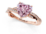 Rose gold Fancy Pink Heart  Solitaire Twisted Pave Diamond Ring with Four-Prong Setting_81