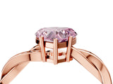 Rose gold Fancy Pink Heart  Solitaire Twisted Pave Diamond Ring with Four-Prong Setting_84