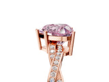 Rose gold Fancy Pink Heart  Solitaire Twisted Pave Diamond Ring with Four-Prong Setting_85