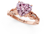 Rose gold Fancy Pink Heart  Solitaire Vine Band with Milgrain Prong Setting_4