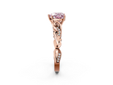 Rose gold Fancy Pink Heart  Solitaire Vine Band with Milgrain Prong Setting_5