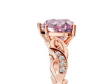 Rose gold Fancy Pink Heart  Solitaire Vine Band with Milgrain Prong Setting_8