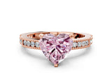 Rose gold Fancy Pink Heart  Solitaire with Pavé Band and Four-Prong Setting_304
