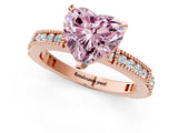 Rose gold Fancy Pink Heart  Solitaire with Pavé Band and Four-Prong Setting_305
