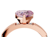 Rose gold Fancy Pink Heart  Solitaire with Pavé Band and Four-Prong Setting_308