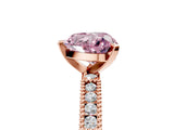 Rose gold Fancy Pink Heart  Solitaire with Pavé Band and Four-Prong Setting_309