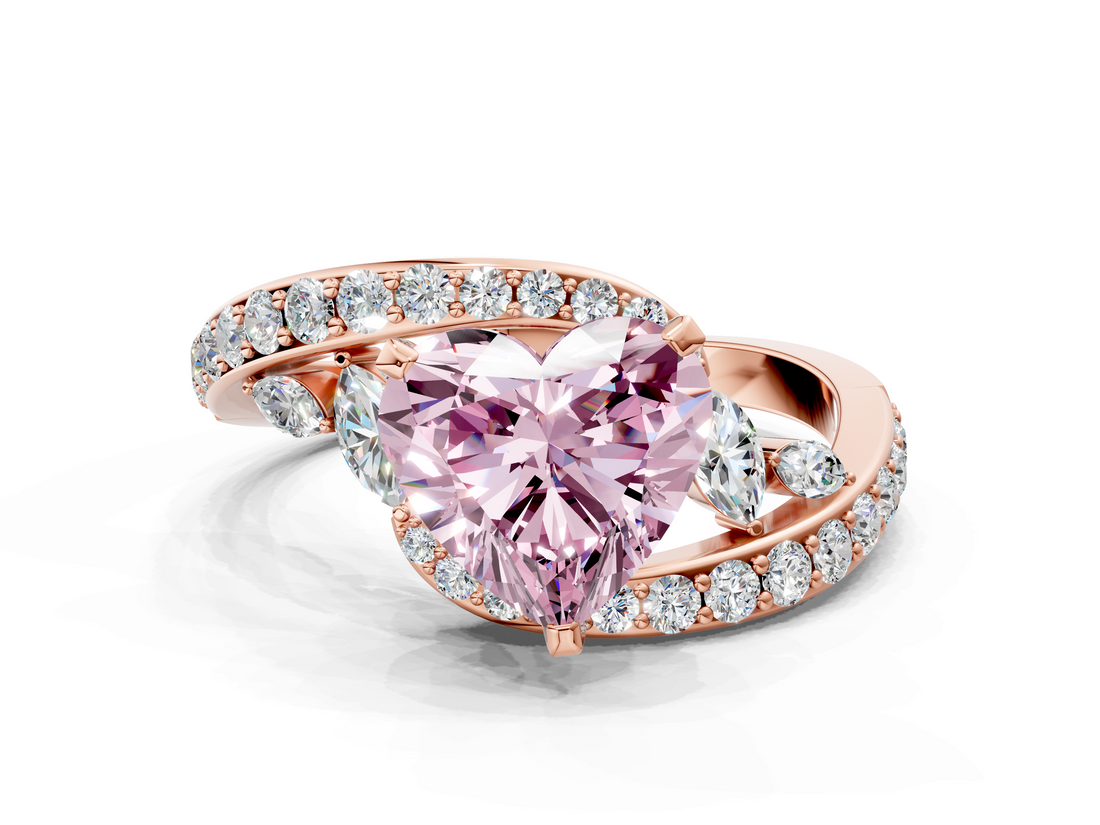 Rose gold Fancy Pink Heart  Solitaire with Pavé Twist Band and Four-Prong Setting_47