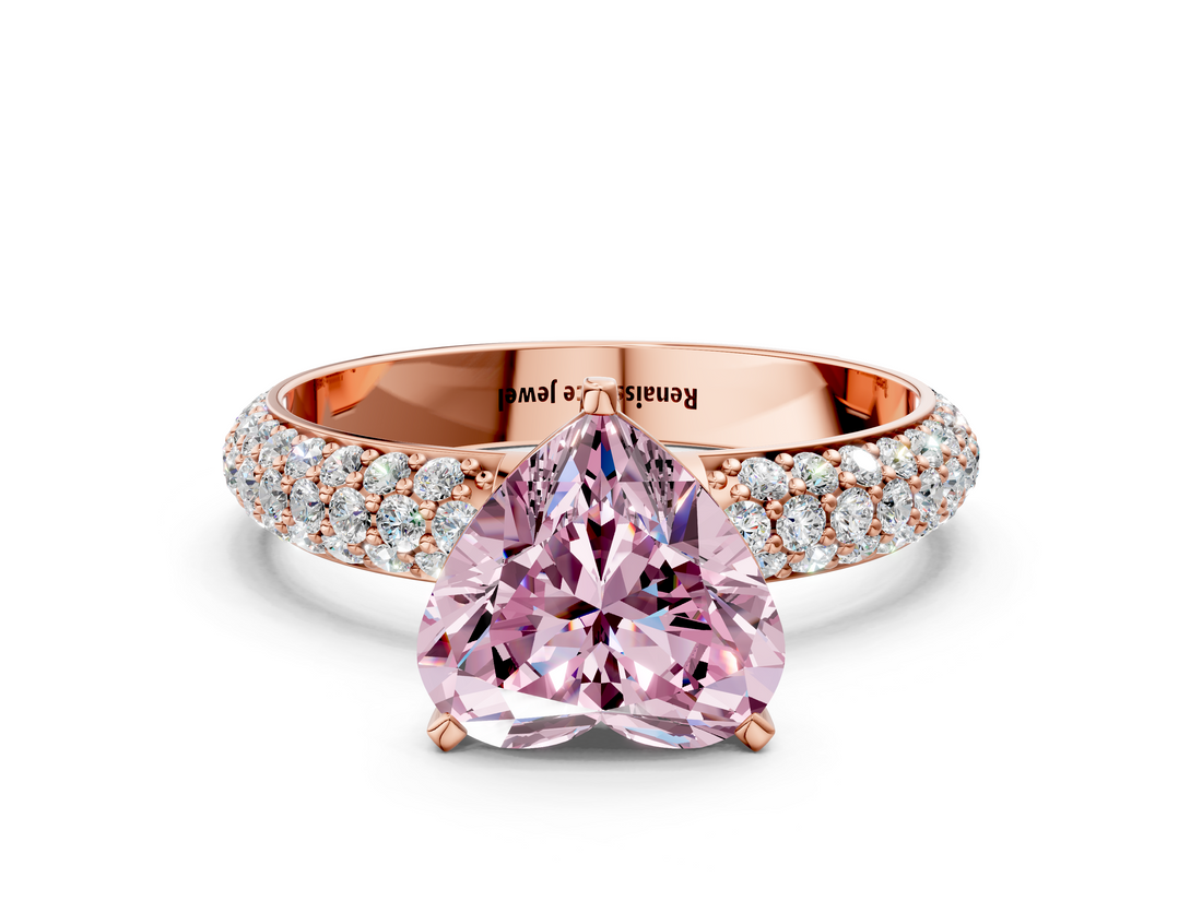 Rose gold Fancy Pink Heart  Solitaire with Pave Band and Four-Prong Setting_3