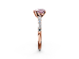 Rose gold Fancy Pink Heart  Solitaire with Side Baguettes and Channel Set Band_61