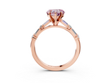 Rose gold Fancy Pink Heart  Solitaire with Side Baguettes and Channel Set Band_62