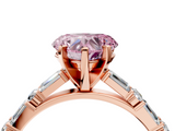 Rose gold Fancy Pink Heart  Solitaire with Side Baguettes and Channel Set Band_63