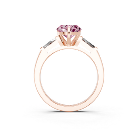 Rose gold Fancy Pink Heart  Solitaire with Tapered Baguette Side Stones on a Classic Band with Four-Prong Setting_2