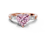 Rose gold Fancy Pink Heart  Solitaire with Tapered Baguette Side Stones on a Classic Band with Four-Prong Setting_72