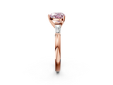 Rose gold Fancy Pink Heart  Solitaire with Tapered Baguette Side Stones on a Classic Band with Four-Prong Setting_74