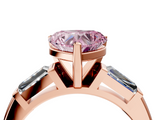 Rose gold Fancy Pink Heart  Solitaire with Tapered Baguette Side Stones on a Classic Band with Four-Prong Setting_76