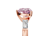 Rose gold Fancy Pink Heart  Solitaire with Tapered Baguette Side Stones on a Classic Band with Four-Prong Setting_77