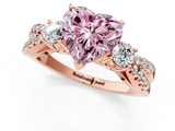 Rose gold Fancy Pink Heart  Three-Stone Diamond Ring with Pavé Split Shank and Four-Prong Setting_89
