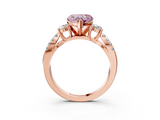 Rose gold Fancy Pink Heart  Three-Stone Diamond Ring with Pavé Split Shank and Four-Prong Setting_91