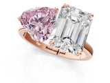 Rose gold Fancy Pink Heart  and Emerald Cut Toi Moi Ring with Prong Setting_48
