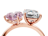 Rose gold Fancy Pink Heart  and Emerald Cut Toi Moi Ring with Prong Setting_51