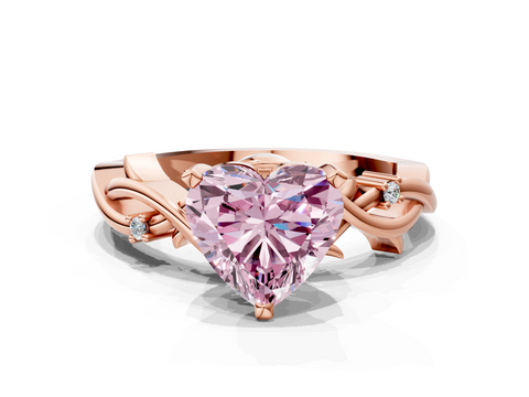 Rose gold Fancy Pink Heart cut Solitaire Twisted Band Prong Setting Ring_183