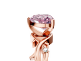 Rose gold Fancy Pink Heart cut Solitaire Twisted Band Prong Setting Ring_188