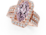 Rose gold Fancy Pink Marquise -Cut Halo Diamond Ring with Split Shank and Four-Prong Setting_106