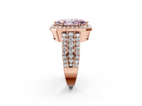 Rose gold Fancy Pink Marquise -Cut Halo Diamond Ring with Split Shank and Four-Prong Setting_107