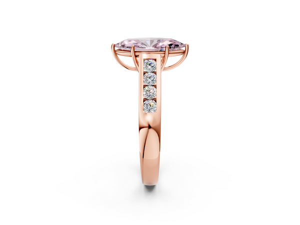 Rose gold Fancy Pink Marquise  Brilliant Channel-Set Solitaire Ring with Four-Prong Setting