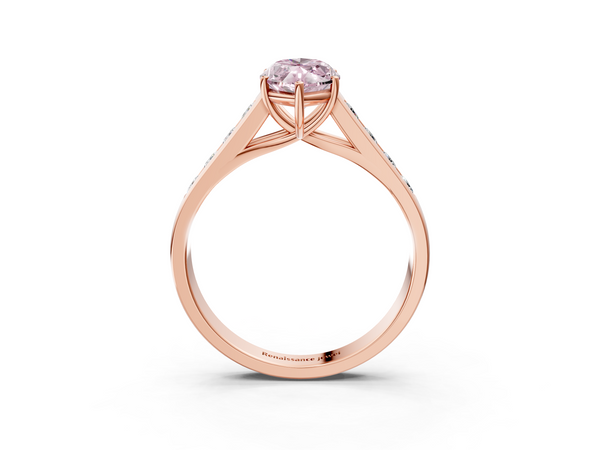 Rose gold Fancy Pink Marquise  Brilliant Channel-Set Solitaire Ring with Four-Prong Setting