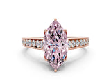 Rose gold Fancy Pink Marquise  Brilliant Cut Diamond Engagement Ring with Pavé Band and Four-Prong Setting_49