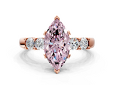 Rose gold Fancy Pink Marquise  Brilliant Cut Diamond Five-Stone Prong Set Engagement Ring with Channel Band_3