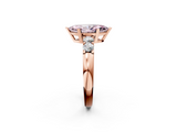Rose gold Fancy Pink Marquise  Brilliant Cut Diamond Five-Stone Prong Set Engagement Ring with Channel Band_5
