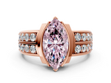 Rose gold Fancy Pink Marquise  Brilliant Diamond Channel Set Wide Band Ring with Bezel Setting_20