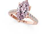 Rose gold Fancy Pink Marquise  Brilliant Diamond Solitaire with Pavé Band and Four-Prong Setting 1