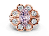 Rose gold Fancy Pink Marquise  Brilliant Flower Halo Diamond Split Shank Ring_27