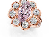 Rose gold Fancy Pink Marquise  Brilliant Flower Halo Diamond Split Shank Ring_28