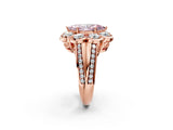 Rose gold Fancy Pink Marquise  Brilliant Flower Halo Diamond Split Shank Ring_29
