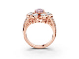 Rose gold Fancy Pink Marquise  Brilliant Flower Halo Diamond Split Shank Ring_30