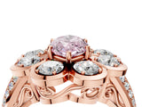 Rose gold Fancy Pink Marquise  Brilliant Flower Halo Diamond Split Shank Ring_31