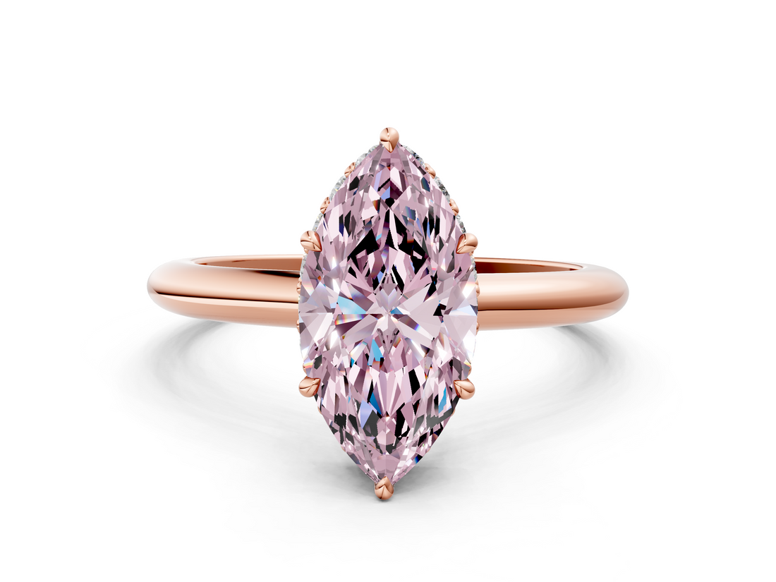 Rose gold Fancy Pink Marquise  Brilliant Solitaire Engagement Ring with Six-Prong Setting and Classic Band_20