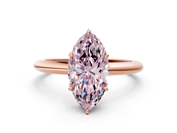Rose gold Fancy Pink Marquise  Brilliant Solitaire Engagement Ring with Six-Prong Setting and Classic Band