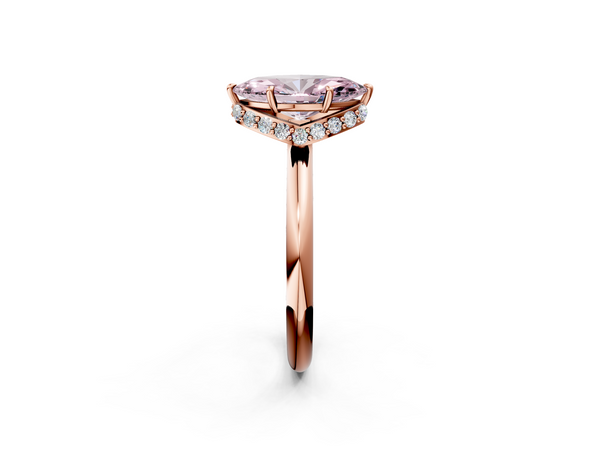 Rose gold Fancy Pink Marquise  Brilliant Solitaire Engagement Ring with Six-Prong Setting and Classic Band